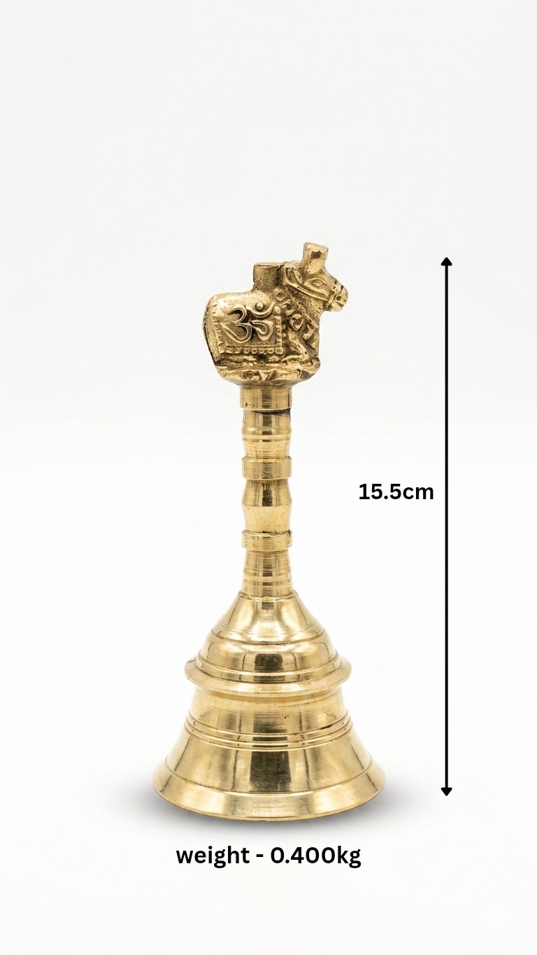Large Brass Mandir Ghanti (15.5 cm) – Heavy Temple Bell