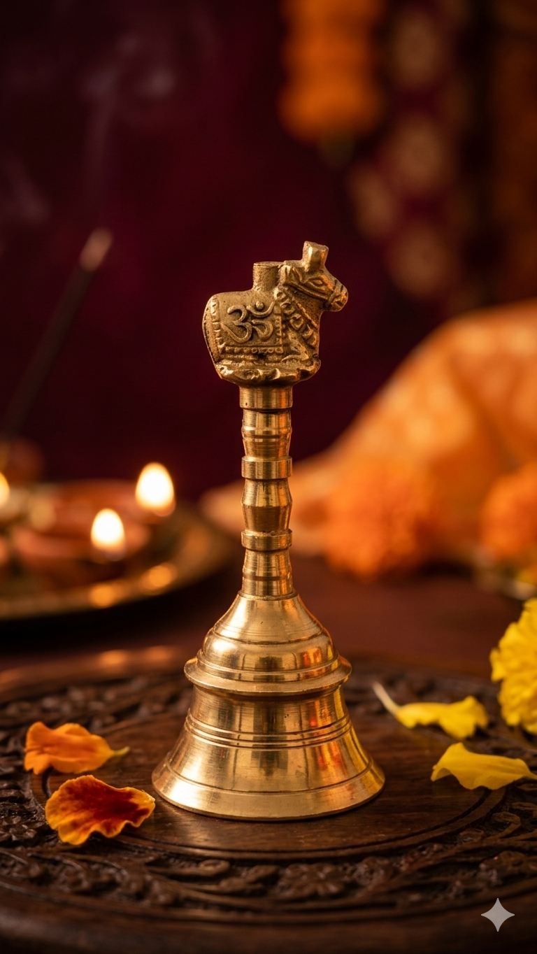 Mini Brass Mandir Ghanti (11 cm) for Pooja