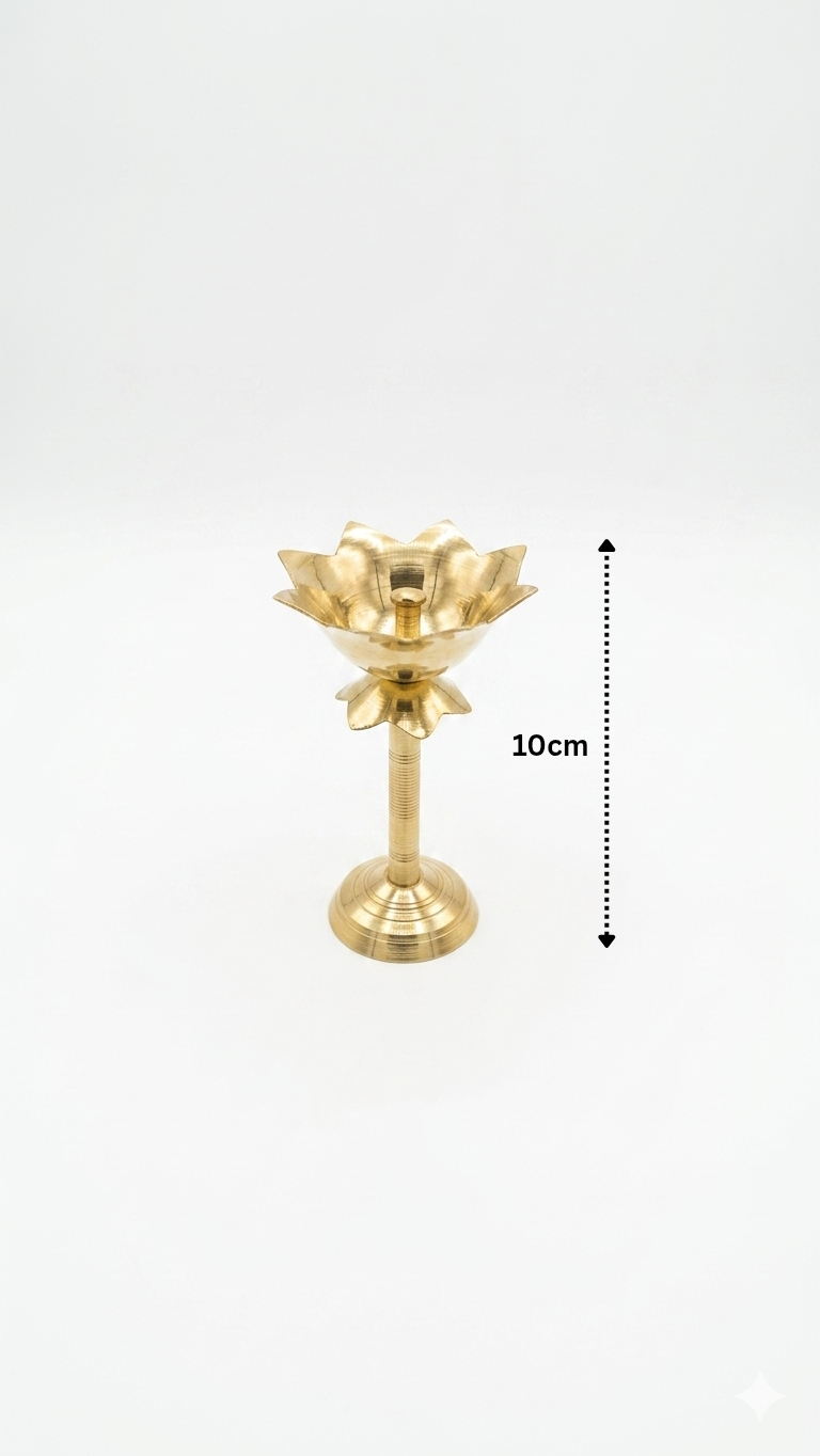 Brass Kamal Deep Stand – Lotus Design Pooja Diya Stand