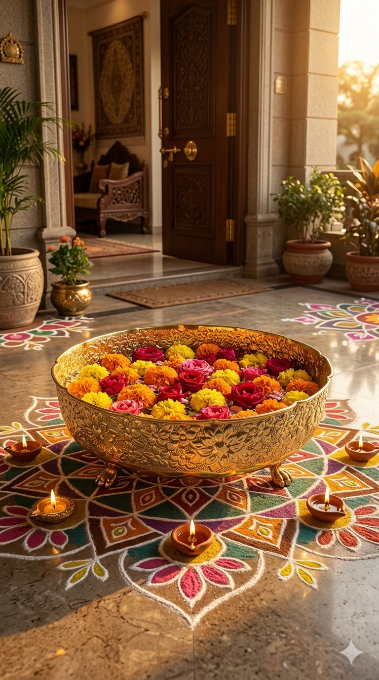 Traditional Brass Urli Bowl for Water & Flower Decoration | Decorative Brass Urli