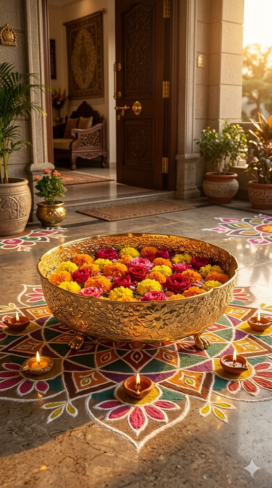 Traditional Brass Urli Bowl for Water & Flower Decoration | Decorative Brass Urli