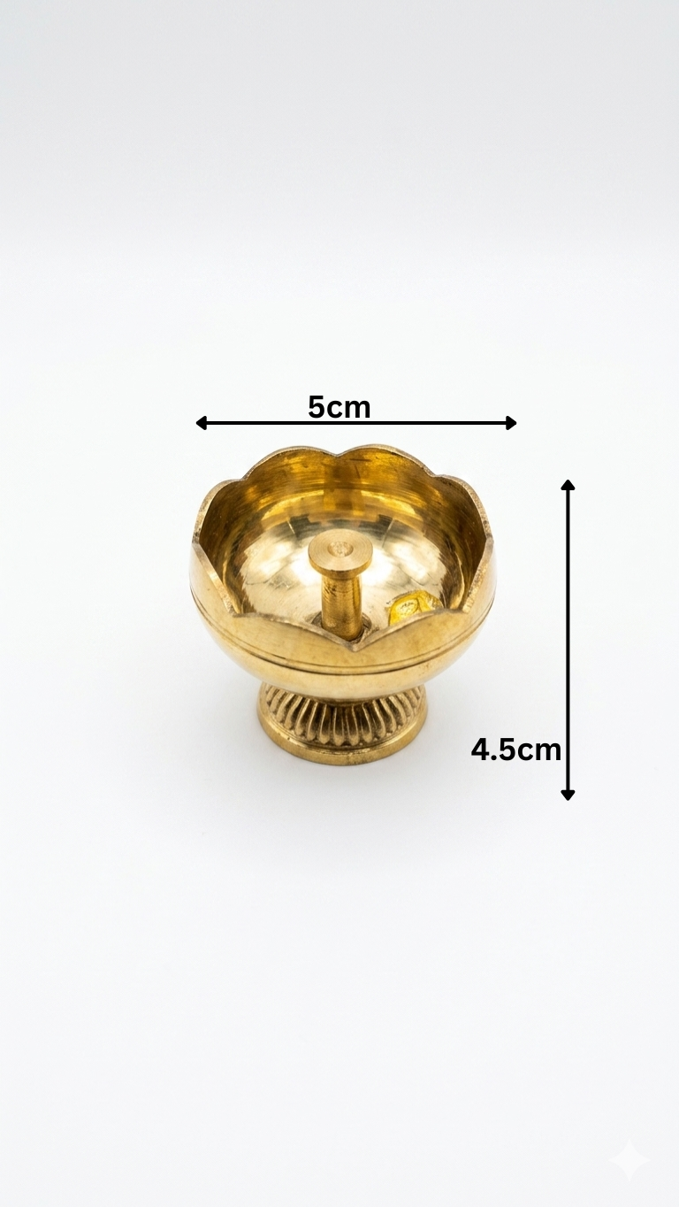 Small Brass Flower Diya (5 cm) for Daily Pooja