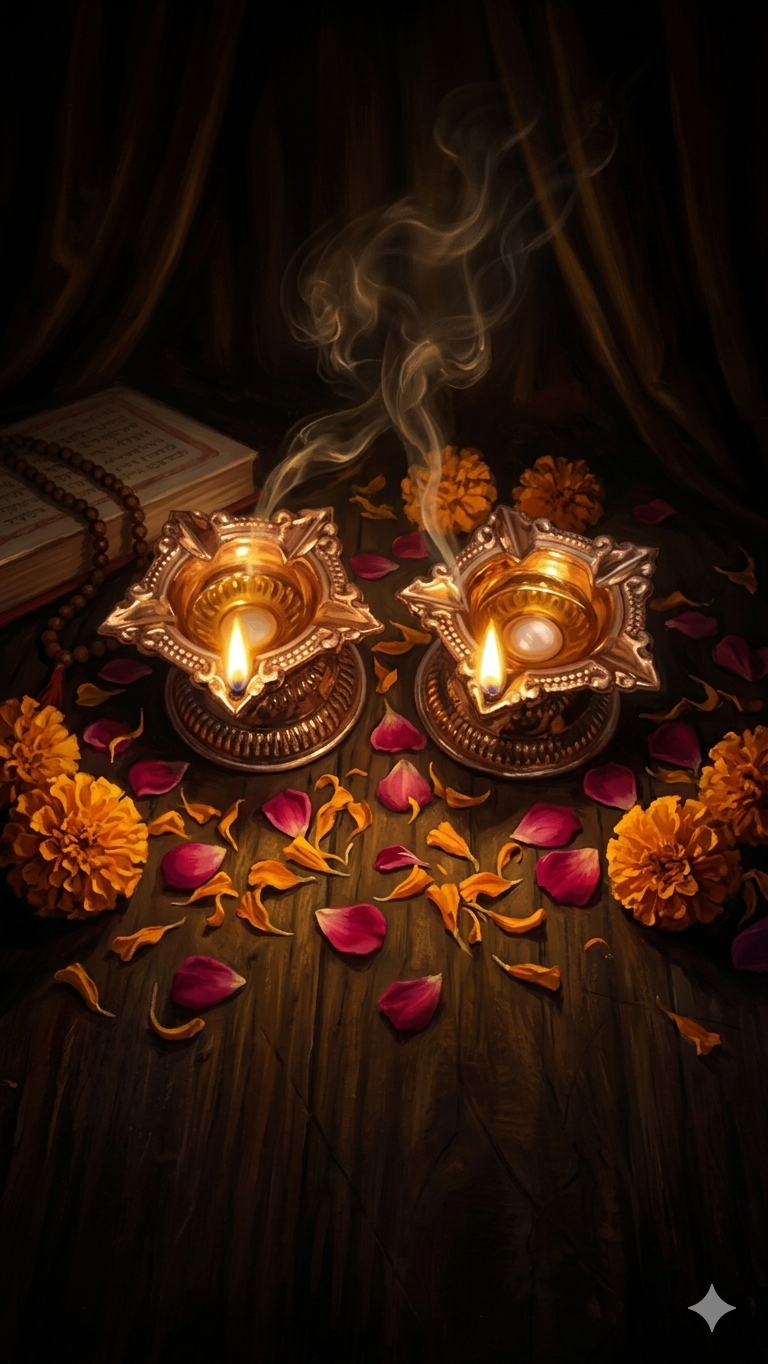 Traditional Copper Design Diya for Adhikmas | Decorative Copper Deepak