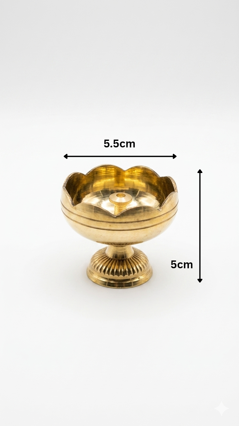 Medium Brass Flower Diya (5.5 cm) for Pooja & Decoration