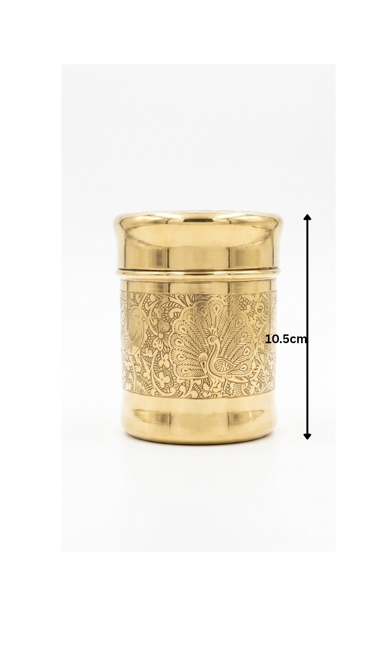 Brass Peacock Design Container Set of 3 – Traditional Storage Jars for Pooja & Kitchen
