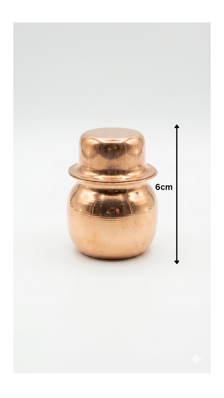 Pure Copper Jal Kalash Wati for Pooja | Small Size Copper Pot with Lid